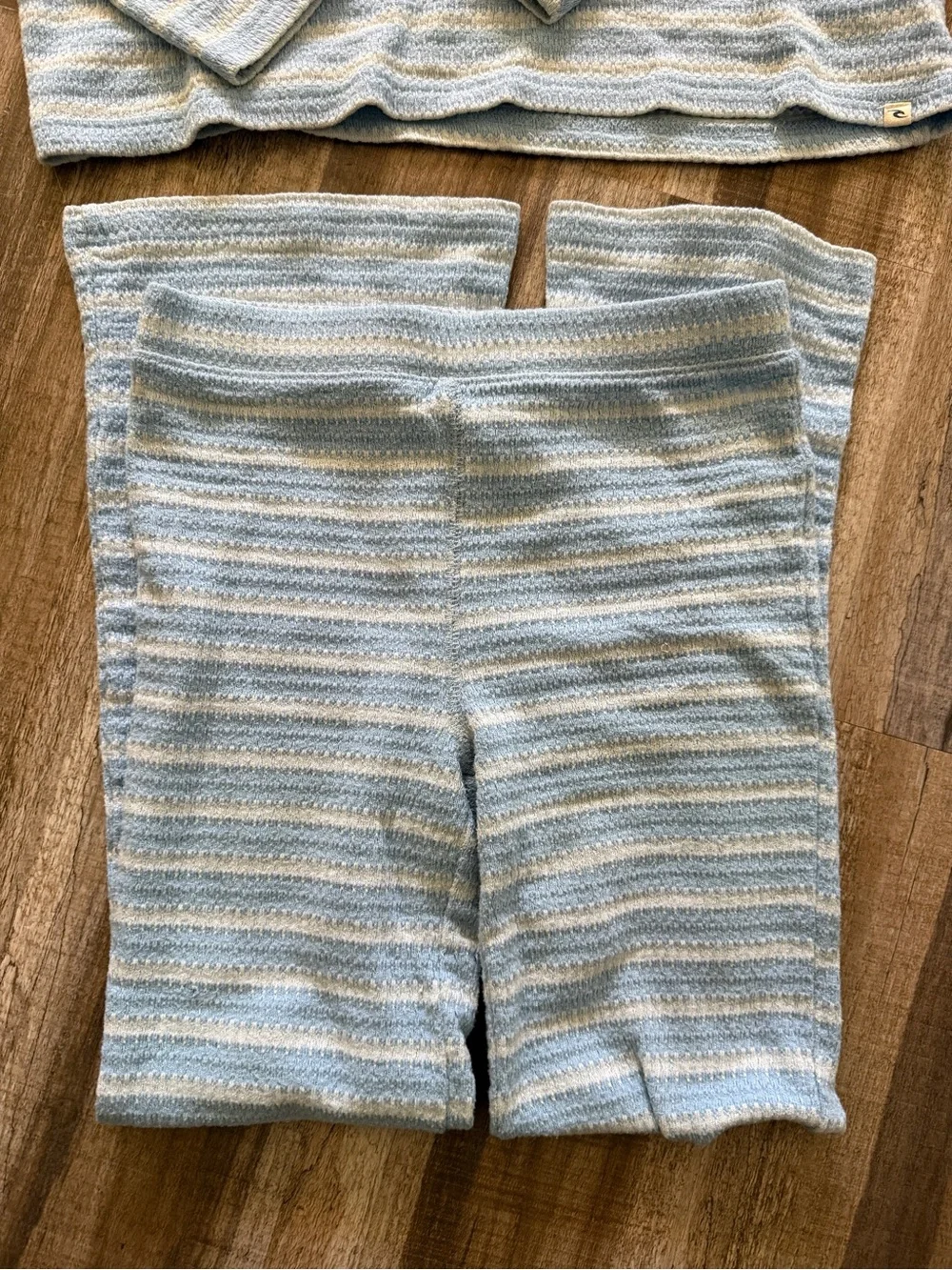 Rip Curl Girls Blue White Striped Hoodie Flare Pants Set Size 12